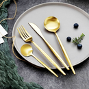 24 Peças Talheres Dourado de Aço Inox Garfo Colher Faca Colher De Mesa