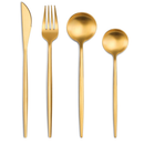 24 Peças Talheres Dourado de Aço Inox Garfo Colher Faca Colher De Mesa