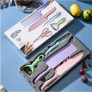 Kit de Conjunto Facas Coloridas/Pretos Tesoura Descascador Cozinha Gourmet 6 Peças
