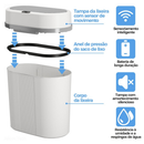 Lixeira Automática Branca 12 Litros Com Sensor Infravermelho Tampa Para Cozinha Banheiro Escritório Quarto