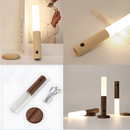 Kit 1/2 pcs Luminária Elegante De Madeira Led Sensor Movimento Presença